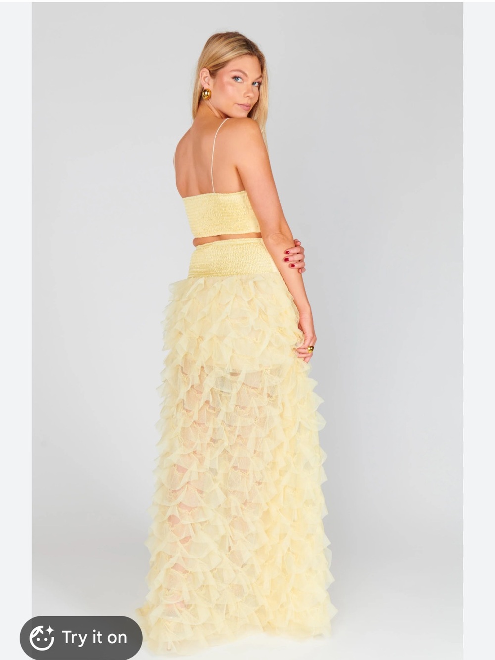 Show Me Your MuMu Pale Yellow Ruffle Tulle Maxi Skirt